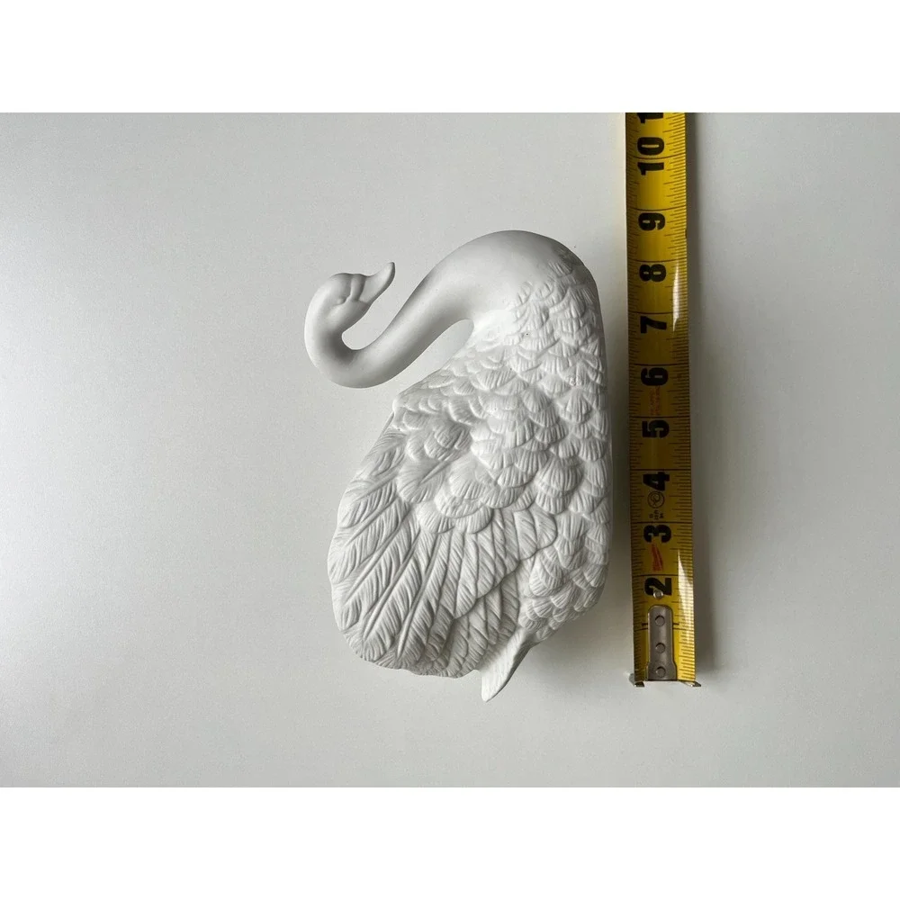 Vintage FTDA White Ceramic Swan Planter 1988 Matte Bisque Porcelain Vase Taiwan